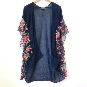 Floral Beachy Embroidered Boho Kimono Cover Up
